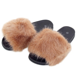 Ciabatte con pelliccia di cammello CK107P Camel marrone multicolore