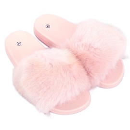 Ciabatte con pelliccia rosa chiaro CK107P L.PINK