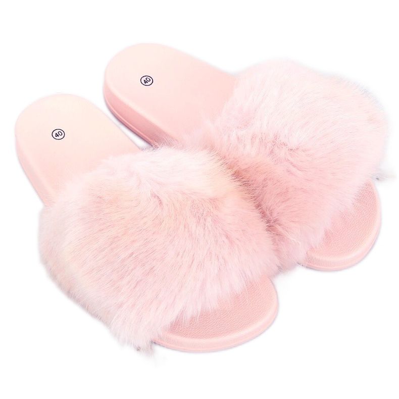 Ciabatte con pelliccia rosa chiaro CK107P L.PINK