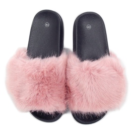 Ciabatte con pelliccia rosa sporco CK107P D.PINK