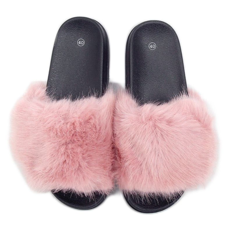 Ciabatte con pelliccia rosa sporco CK107P D.PINK