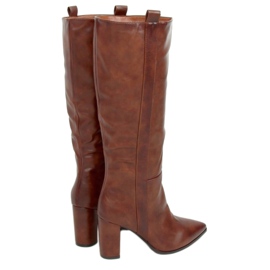 Stivali su stabile tacco cammello RB49P Camel marrone multicolore