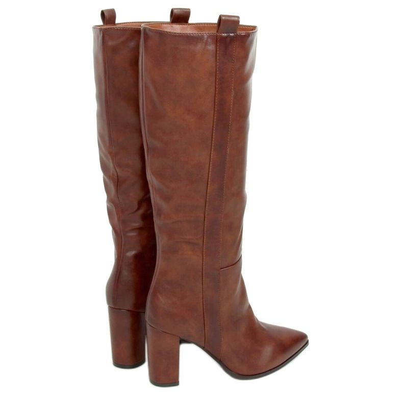 Stivali su stabile tacco cammello RB49P Camel marrone multicolore