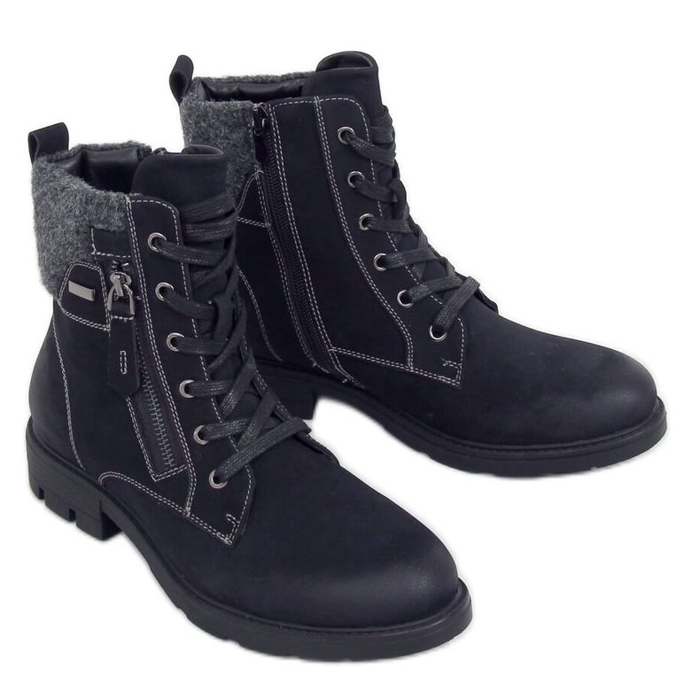 Stivali neri in legno da donna 4058 Black nero