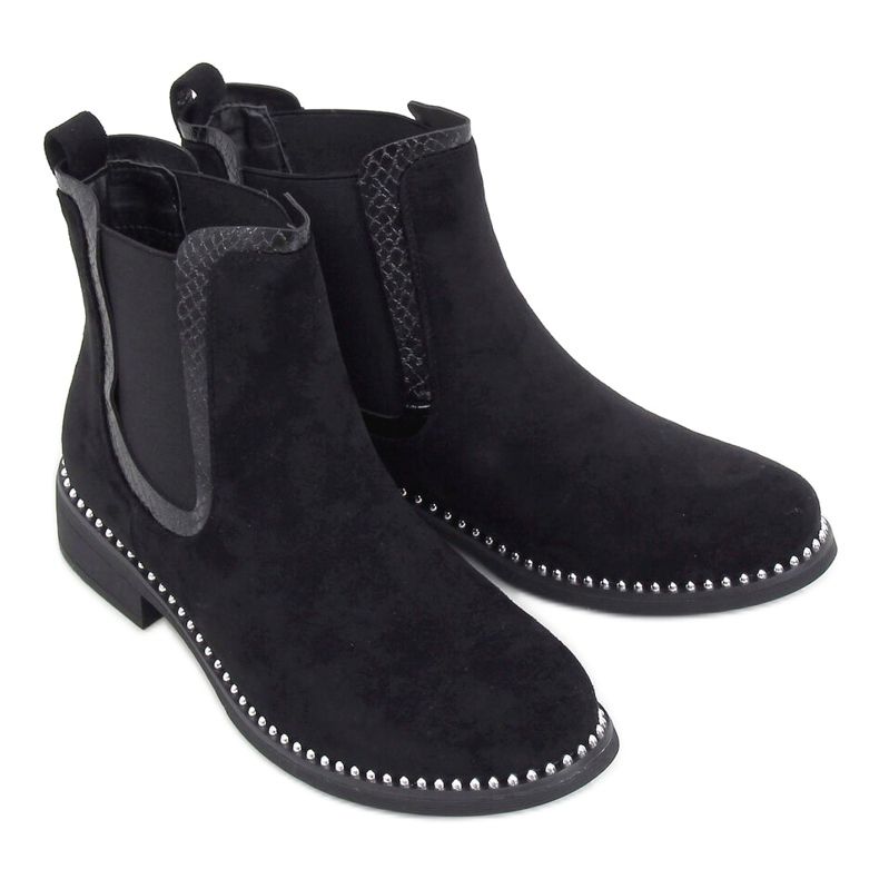 Stivali Jodhpur neri in camoscio nero RQ313 Nero