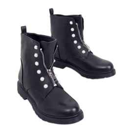 Stivali militari neri con perle 8296 Black nero