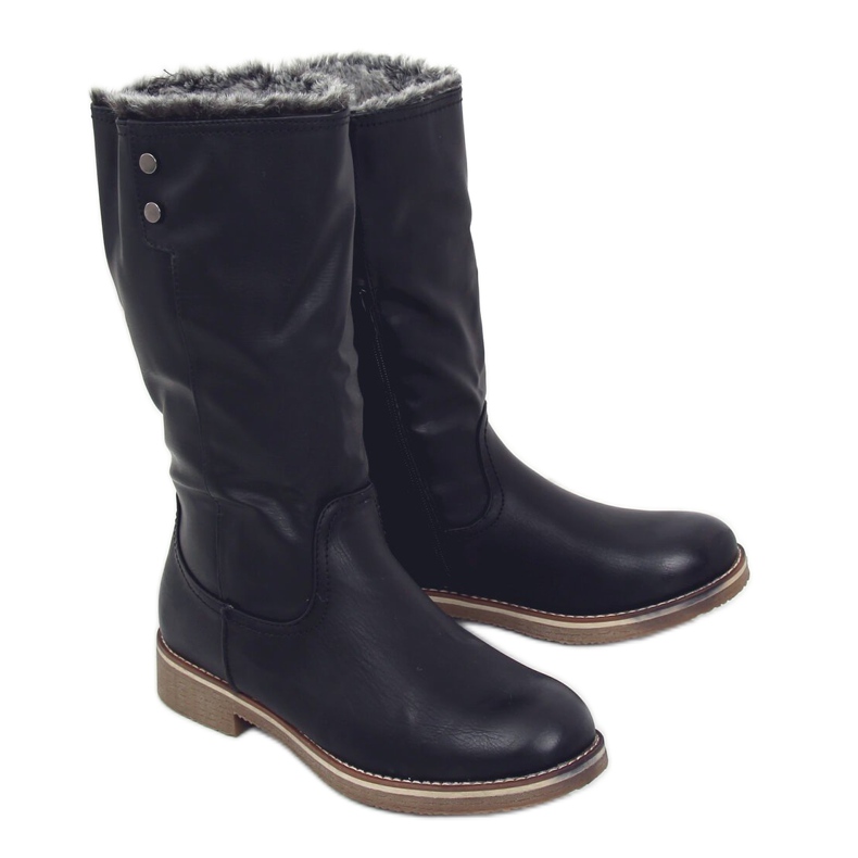 Stivali neri con pelliccia 1089-PA Black nero