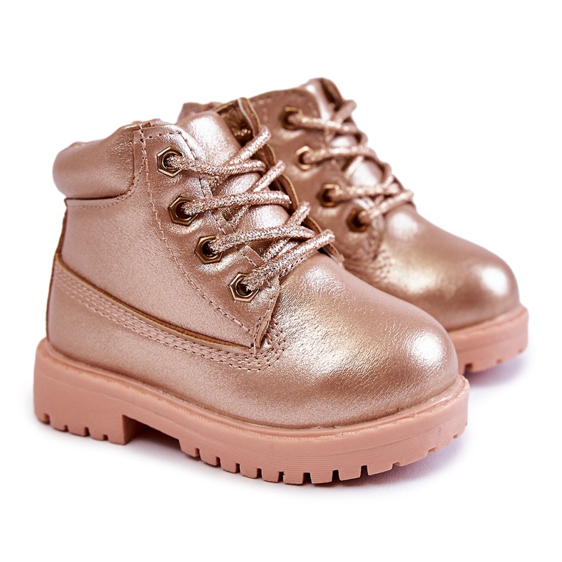 FRROCK Stivali Trappers Bambini Oro Rosa Dexter