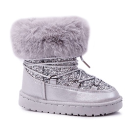 FRROCK Stivali da neve caldi per bambini con pelliccia argento Nicola