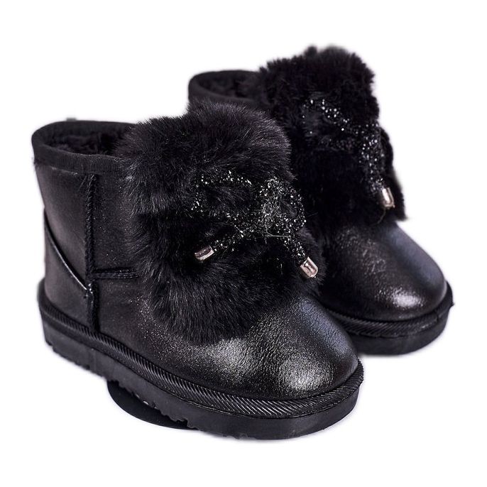 Stivali Da Neve Per Bambini Con Pelliccia Nero Aurora