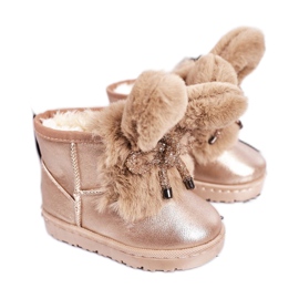 Stivali Da Neve Per Bambini Con Pelliccia Con Orecchie Coniglietto Oro Rosa d'oro
