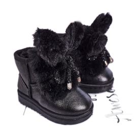 Stivali Da Neve Per Bambini Con Pelliccia Con Orecchie Coniglietto Nero