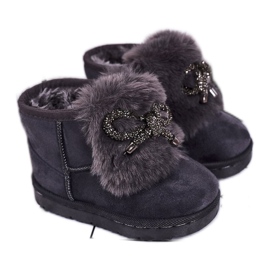 Doposci per bambini con pelliccia in camoscio grigio Amelia