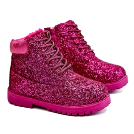 BM Stivali da bambino in broccato caldo Trappers Fucsia Mermaid rosa rosa