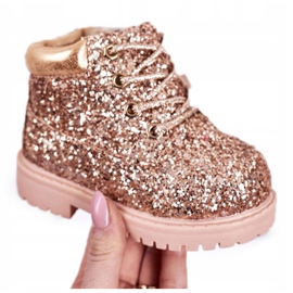 Stivali da bambino in broccato caldo Trappers Pink Gold Mermaid rosa d'oro