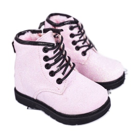 Stivali da bambino in broccato caldo Trappers rosa Ariel