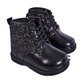 Stivali caldi in broccato per bambini Trappers Black Ariel nero