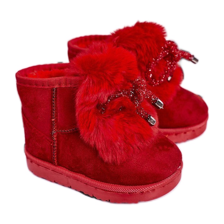 Doposci Bambino con Pelliccia Scamosciato Rosso Amelia