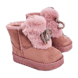 Doposci per bambini con pelliccia in camoscio rosa Amelia