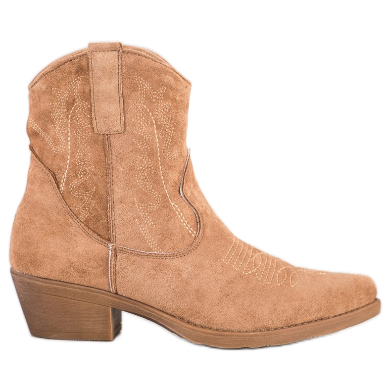 Ideal Shoes Stivali da cowboy con pelle scamosciata beige