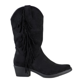 Diamantique Stivali da cowboy con frange nero