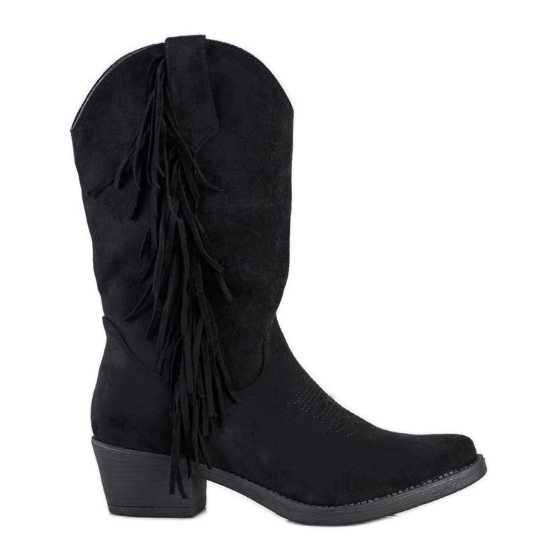 Diamantique Stivali da cowboy con frange nero