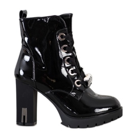 Super Mode Stivali alla moda laccati nero