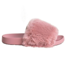 Bona Pantofole alla moda con pelliccia rosa