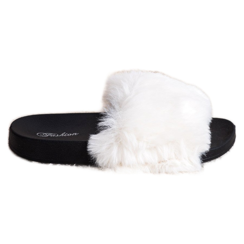 Bona Infradito alla moda con pelliccia bianca