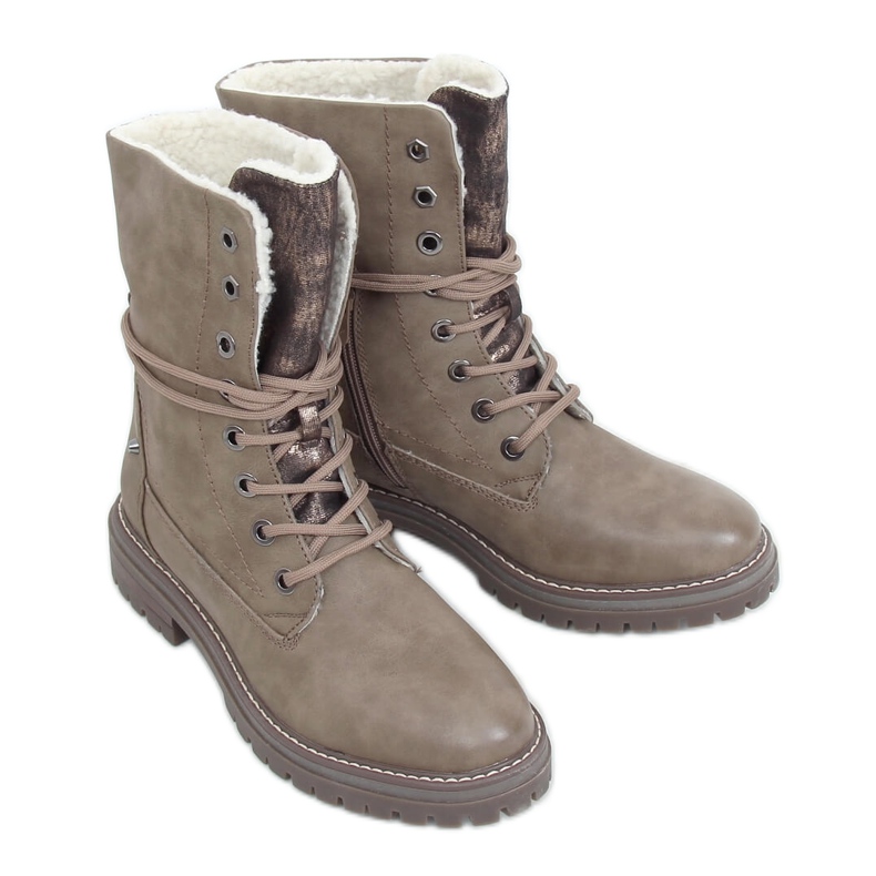 Lavoratori stringati beige scuro 4667 Khaki cachi