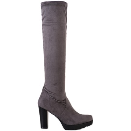 Flyfor Stivali in pelle scamosciata alla moda grigio