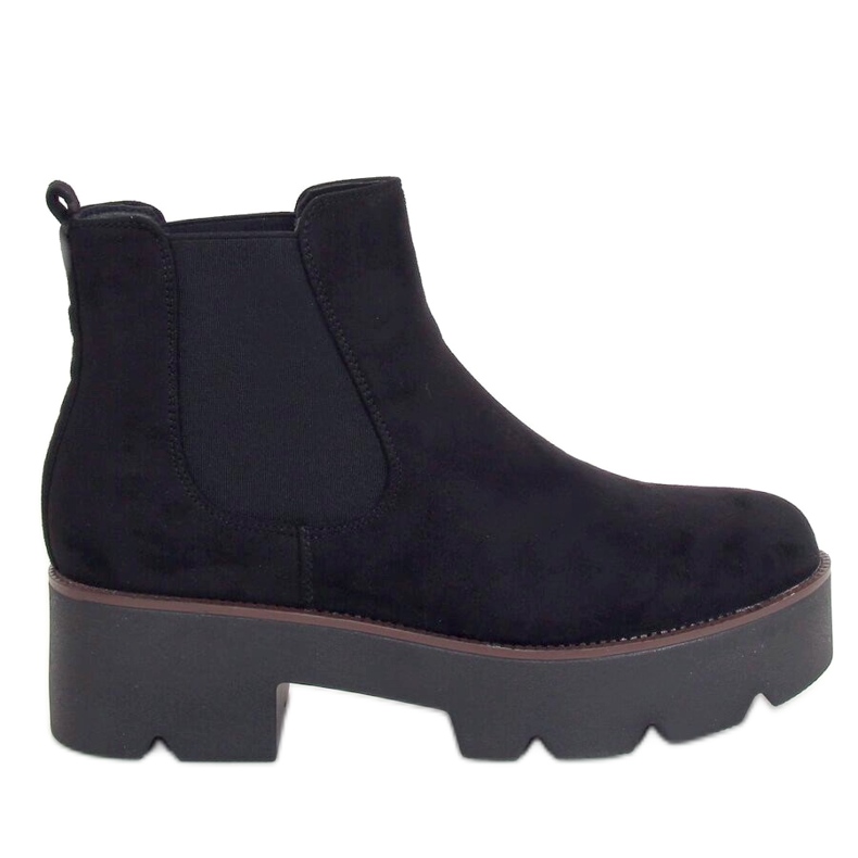 Stivaletti Chelsea neri con suola alta neri 8B987 Black nero