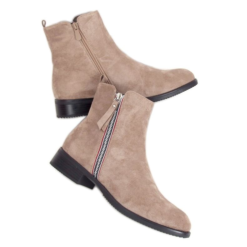 Stivaletti beige da donna 168-287 LT.KHAKI