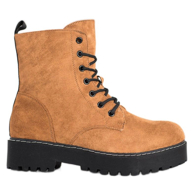SHELOVET Trapper in pelle scamosciata sulla piattaforma marrone