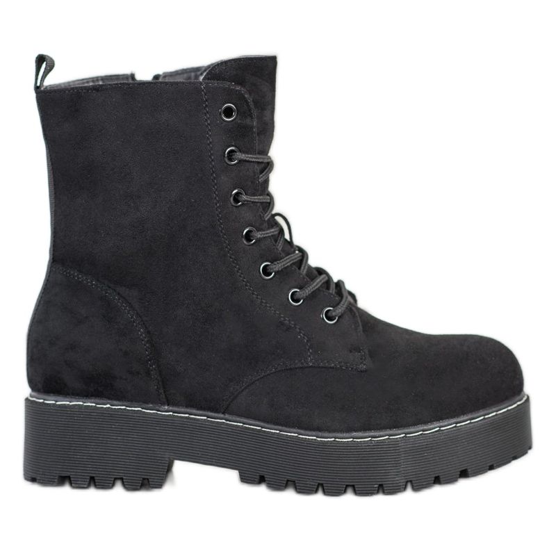 SHELOVET Trapper in pelle scamosciata sulla piattaforma nero