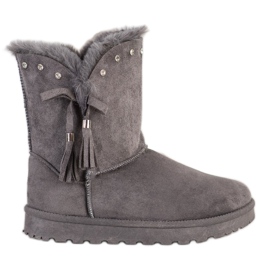 SHELOVET Mukluki Grigio Con Cubic Zirconia