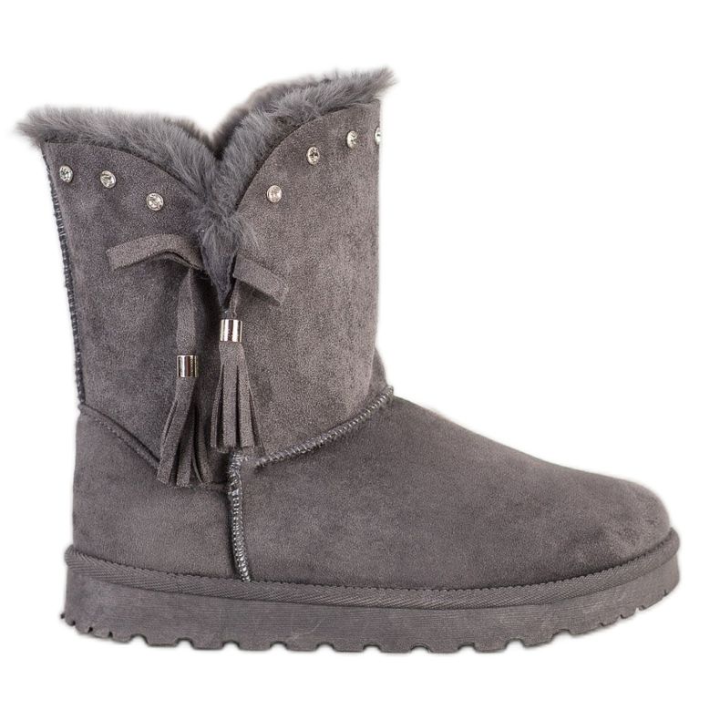SHELOVET Mukluki Grigio Con Cubic Zirconia
