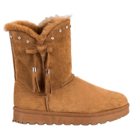 SHELOVET Cammello Mukluki Con Cubic Zirconia marrone