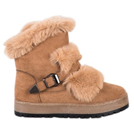 Queentina Mukluki caldo con pelliccia beige