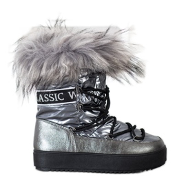 SHELOVET Stivali da neve sulla piattaforma argento grigio