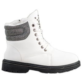 SHELOVET Trappers bianchi con zirconi cubici bianca