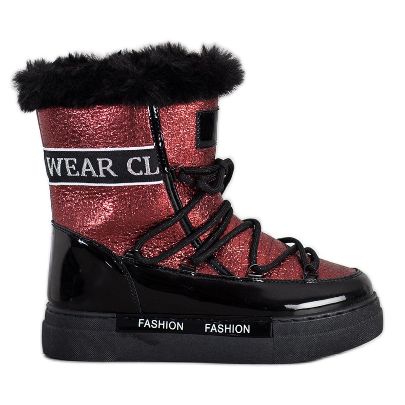 SHELOVET Stivali da neve lucidi alla moda nero rosso