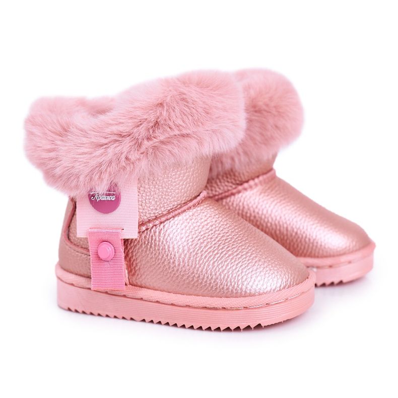 Apawwa Stivali da neve per bambini Marella rosa caldo con pelliccia