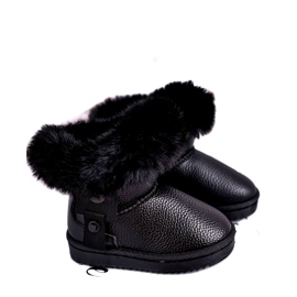 Apawwa Stivali da neve per bambini isolati Marella neri con pelliccia nero