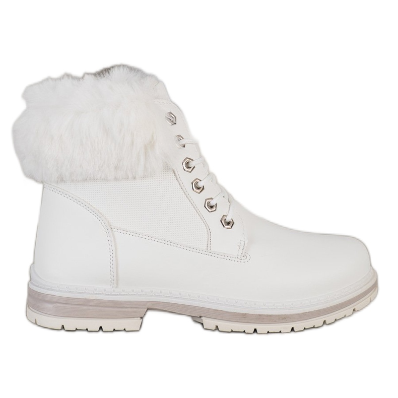 SHELOVET Trappers bianchi con pelliccia bianca