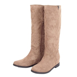 Stivali su una zeppa nascosta beige ST-11P Khaki cachi