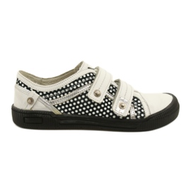 Scarpe in pelle con velcro Bartek 78148-25K Pois bianco nero argento