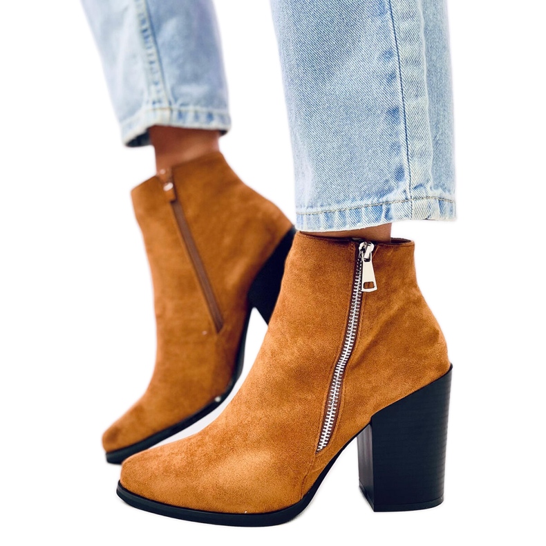 Camel TX-1873 Stivali con tacco largo color cammello marrone
