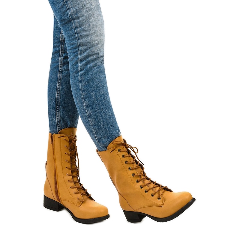 Stivali stringati gialli S10 giallo