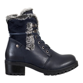 Super Mode Stivali blu navy con pelliccia